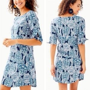 Lilly Pulitzer Snap To It Preston Tie Sleeve Cotton Print Vacation Dress